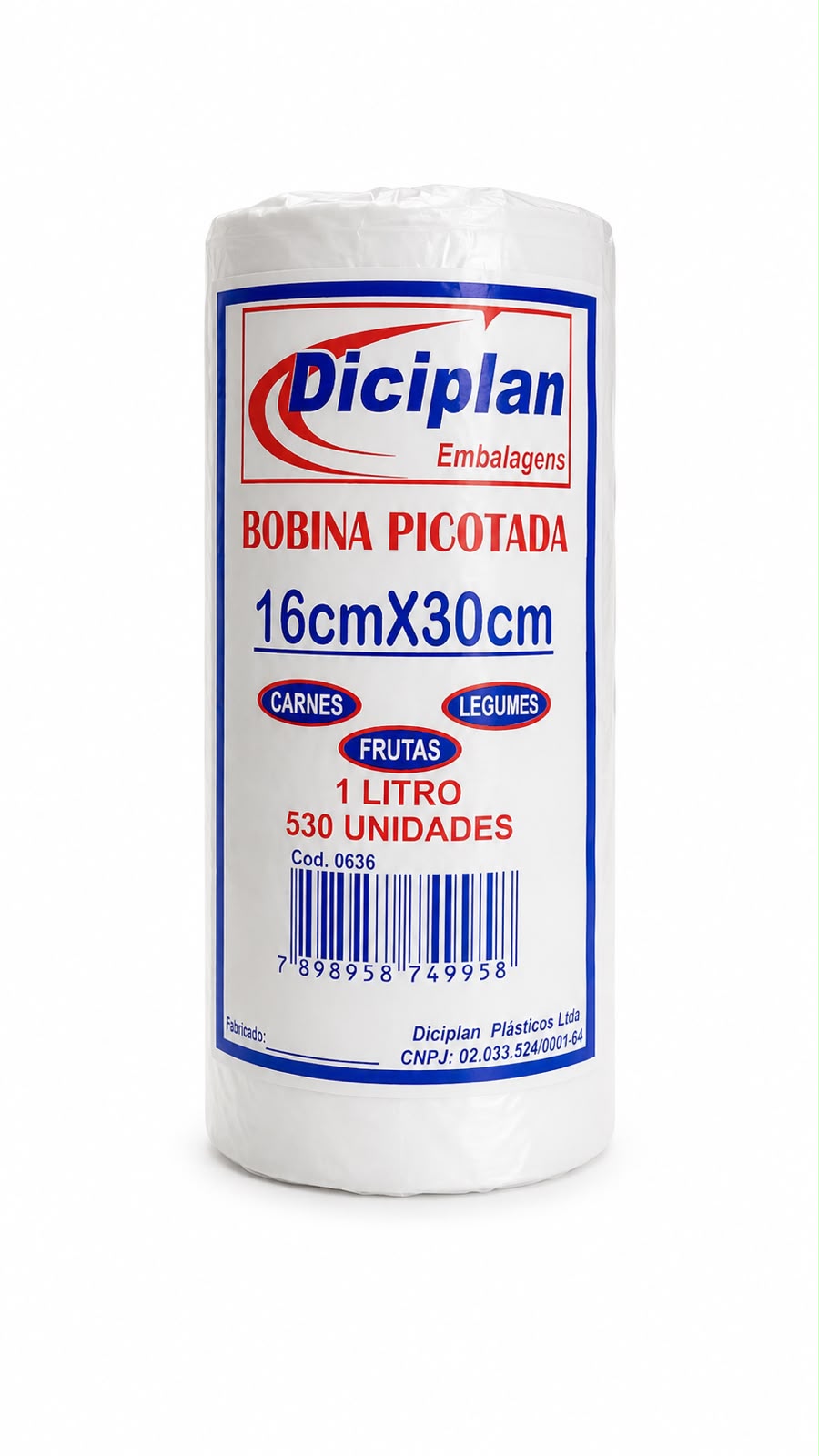 Bobina Picotada 16x30 1L Rolo 530un