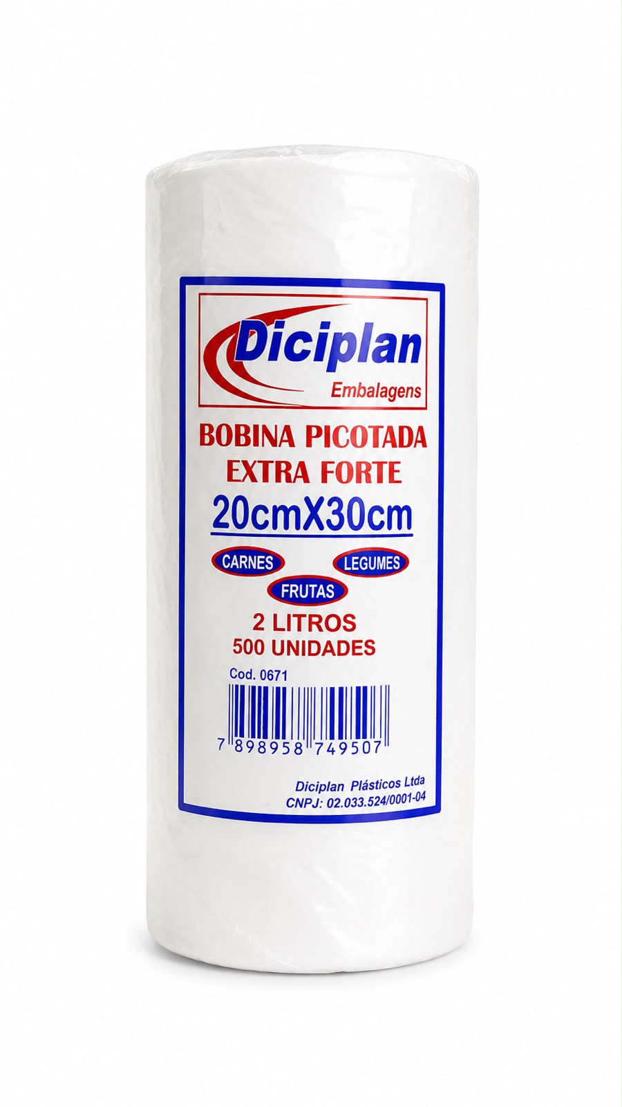 Bobina Picotada 20x30 2L Extra Forte Rolo 500un
