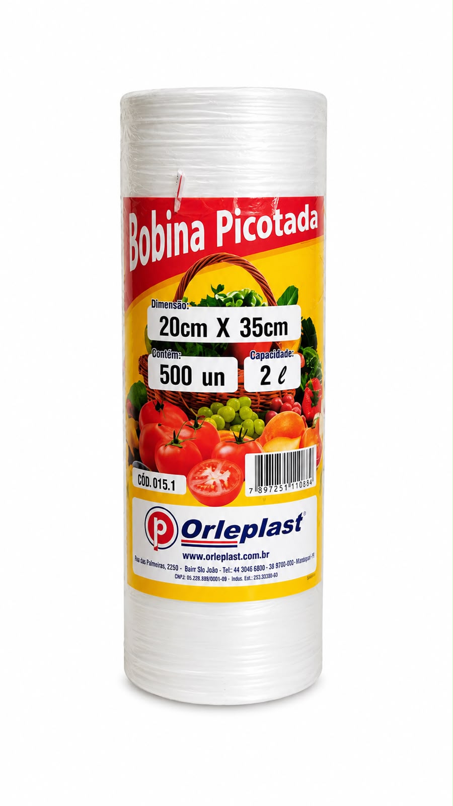 Bobina Picotada 20x35 2L Rolo 500un