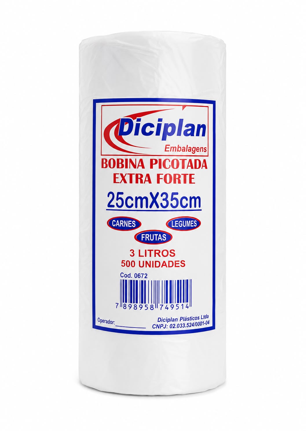 Bobina Picotada 25x35 3L Extra Forte Rolo 500un