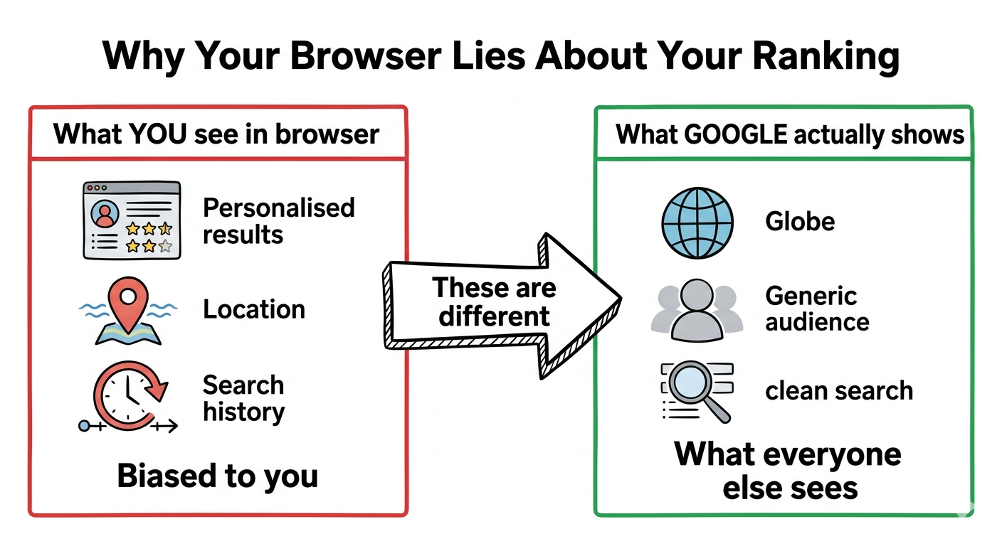 Why your browser lies about your ranking