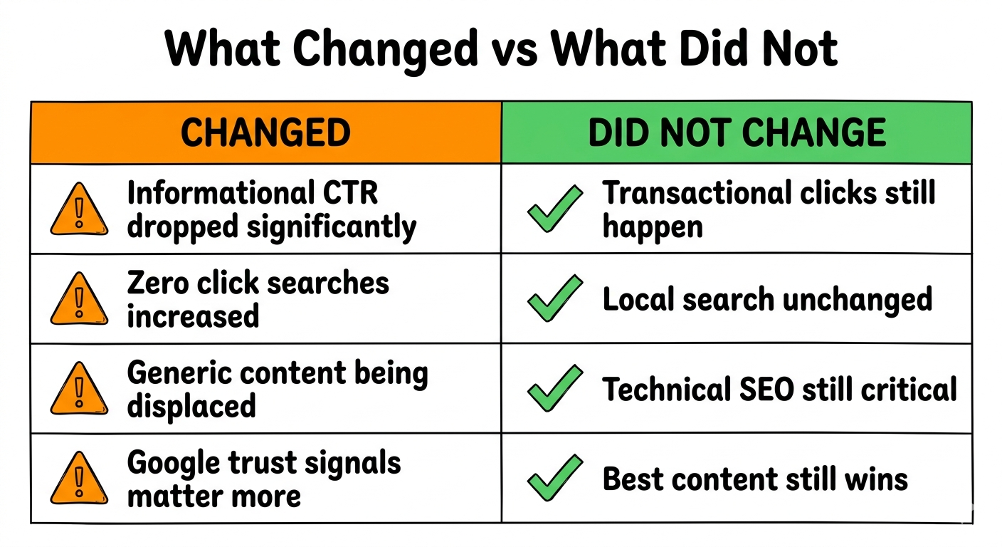 What changed vs what did not with AI Overviews