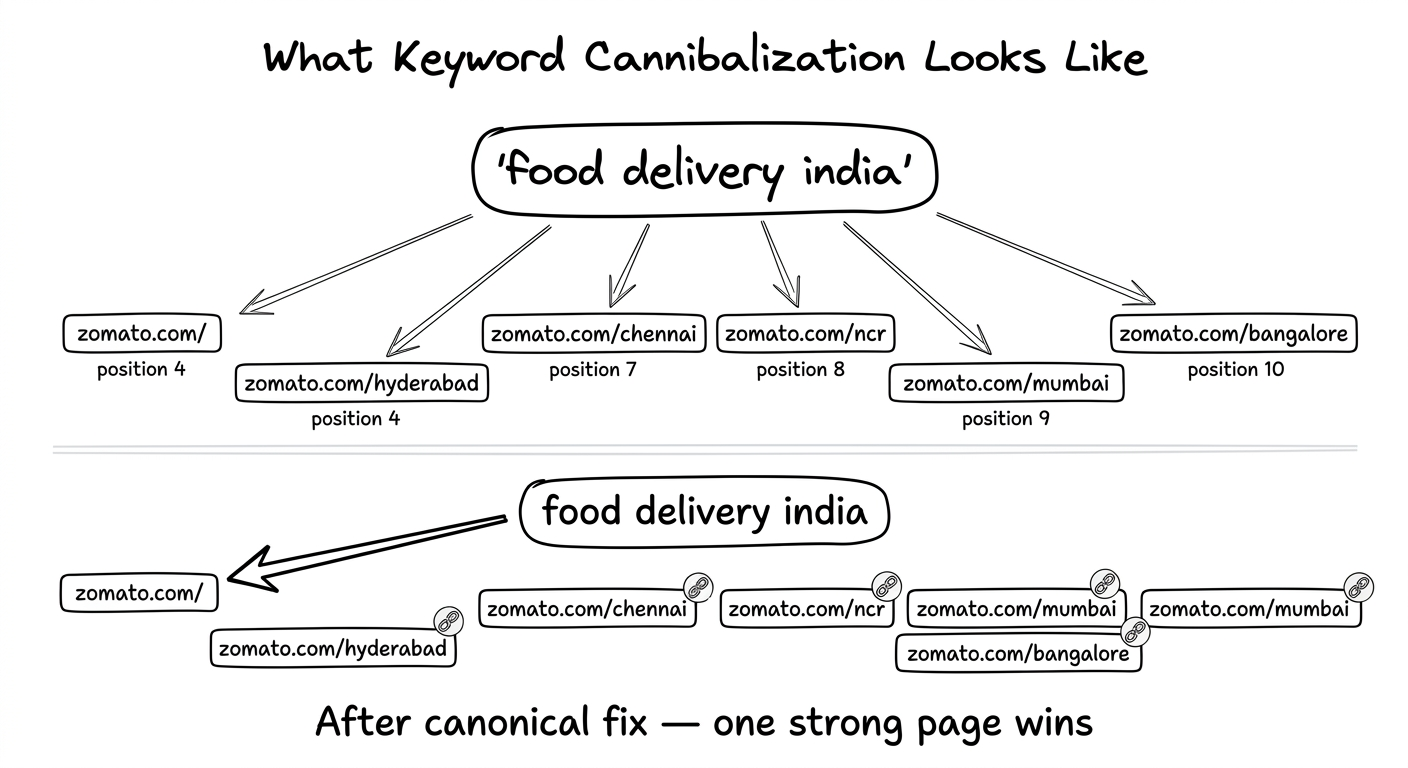 What keyword cannibalization looks like