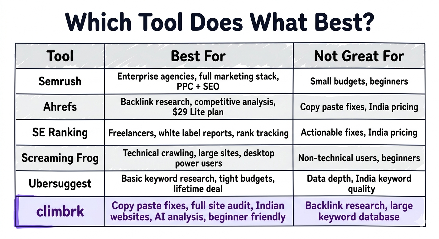 Which SEO tool does what best in 2026