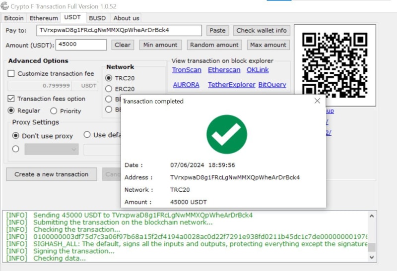 Image for Flash Usdt Trc20 Erc20 Bep20 Sender App Software Tradeable And Demo