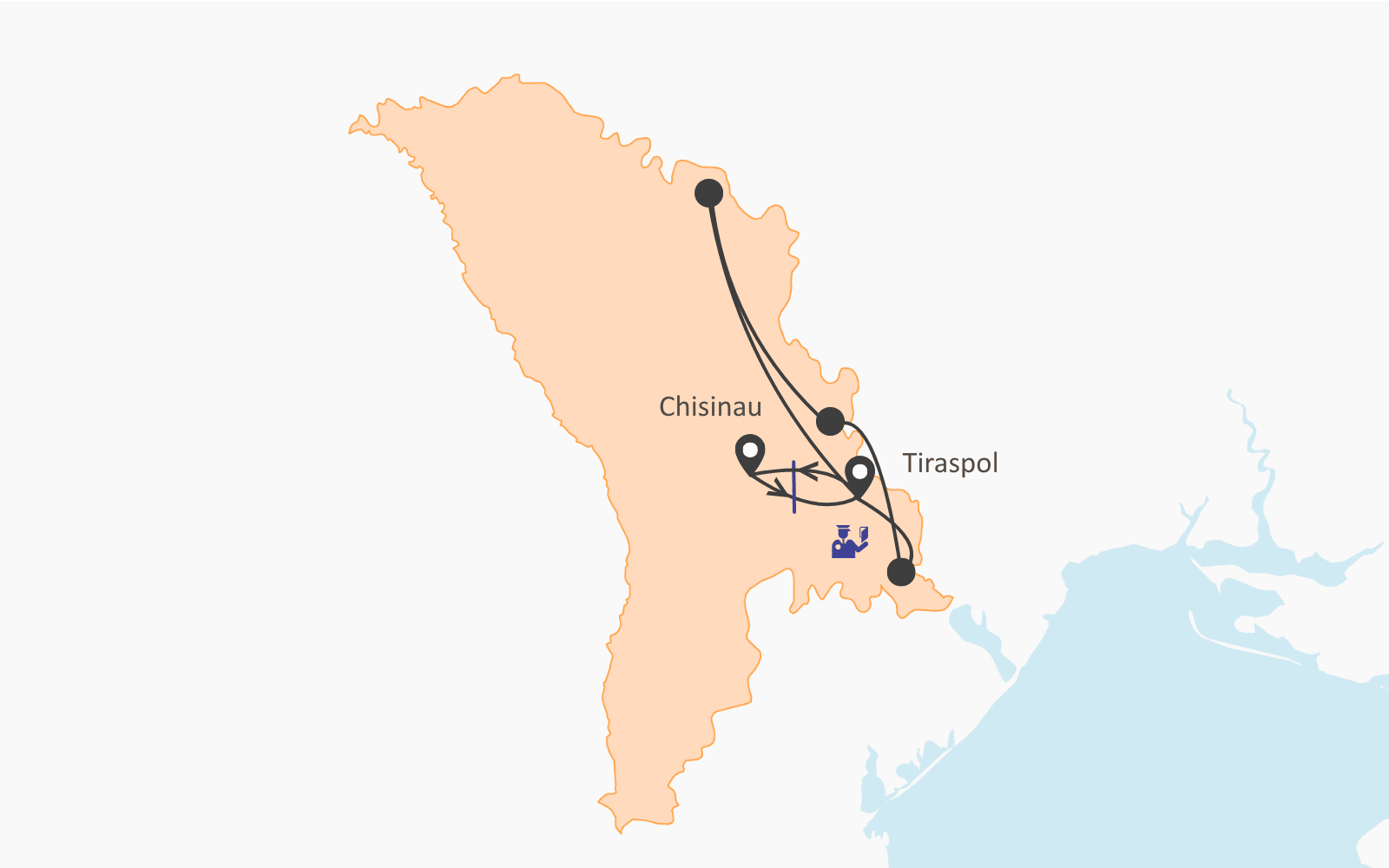 Groepsreis Transnistrië 2026 kaart