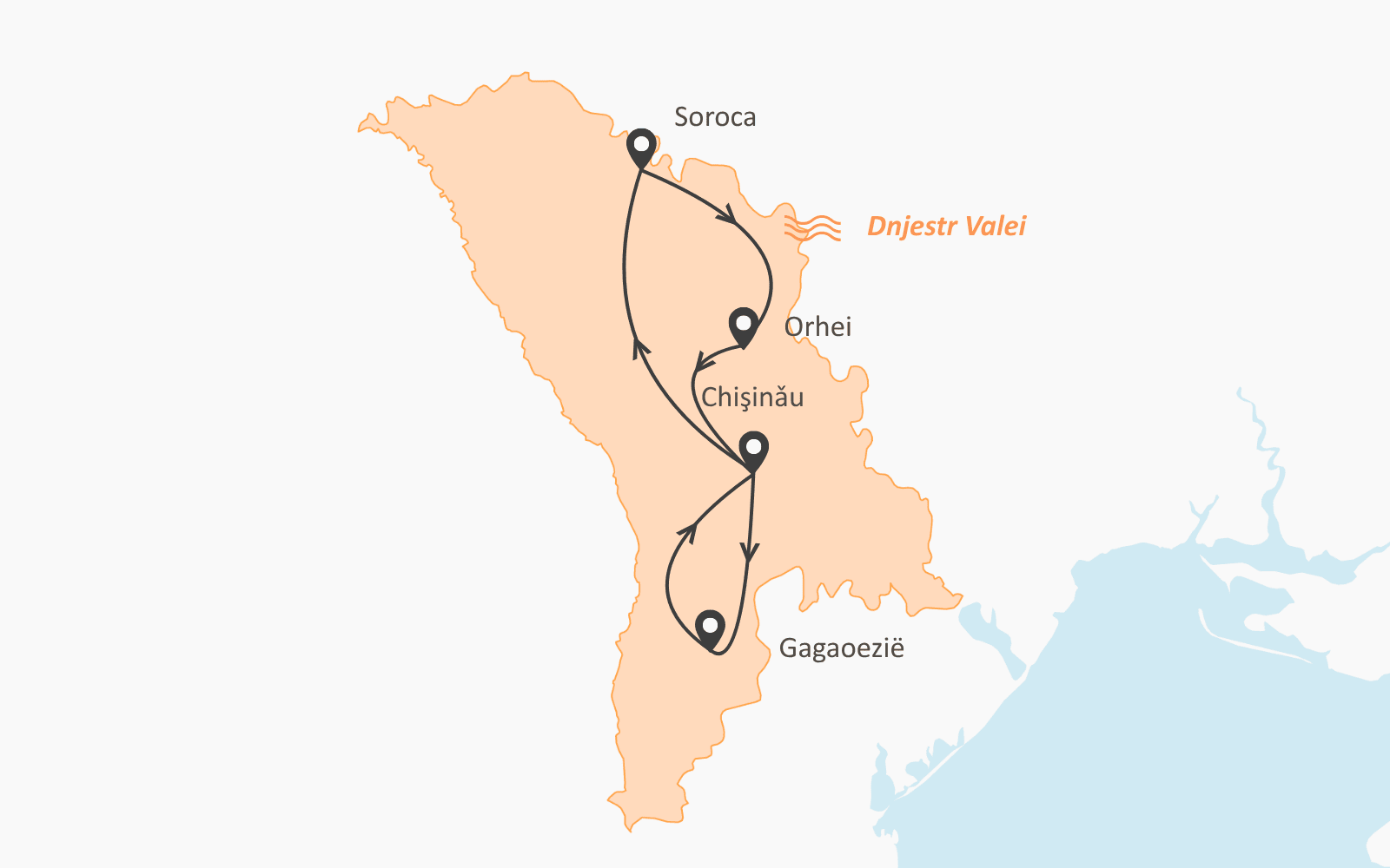 Kaart Rondreis Moldavië - Wijn, unieke geschiedenis en prachtige natuur