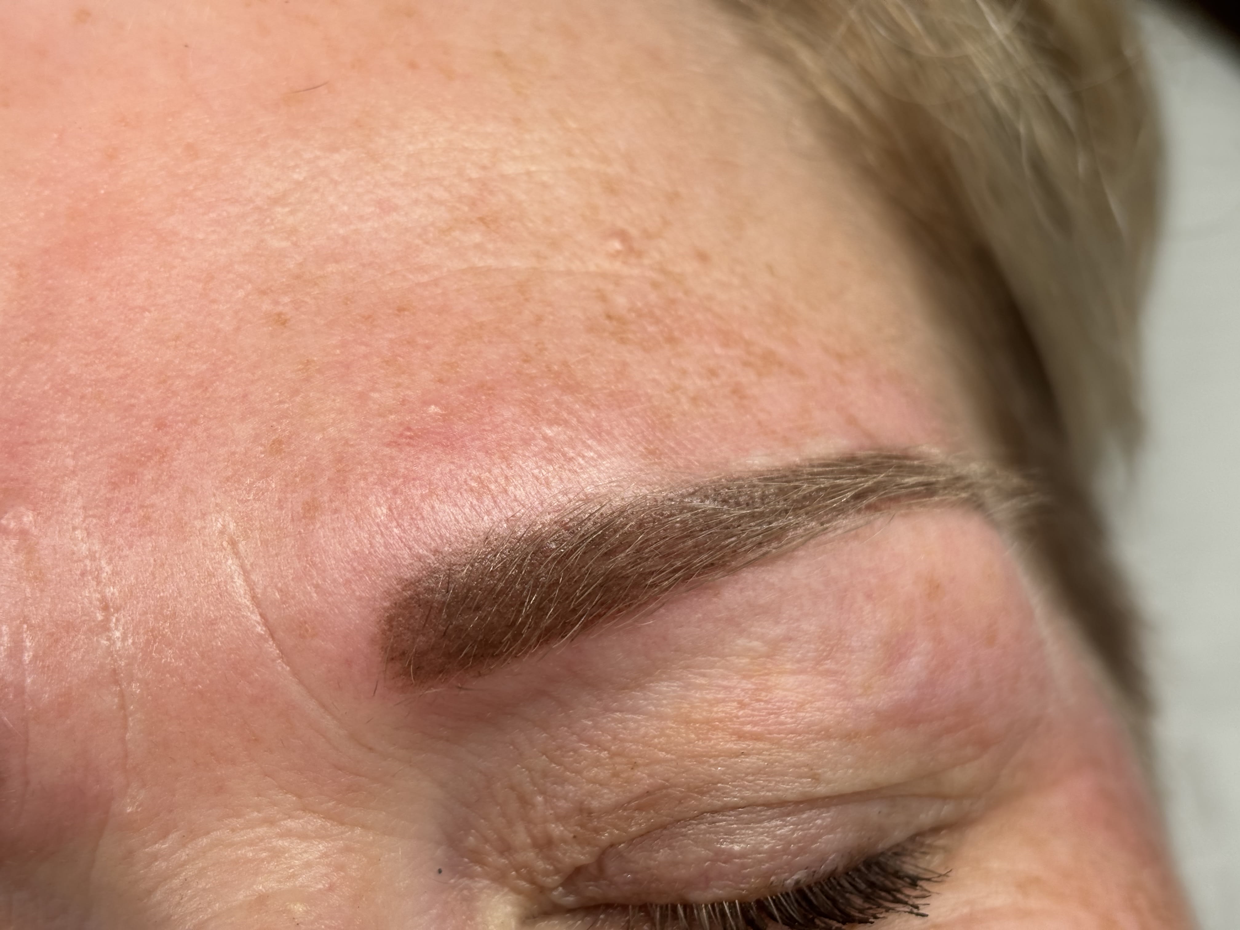 Close-up van een zachte ombrebrow met natuurlijk poedereffect