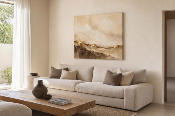 «Horizonte de Arena» de la serie Terra colgada en una sala
