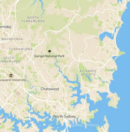 Map of Sydney's Northern Suburbs