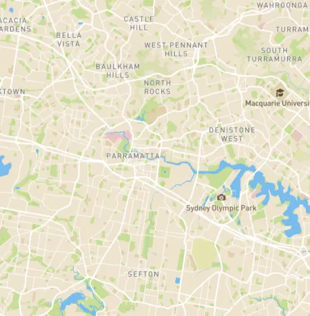 Map of Sydney's Western Suburbs