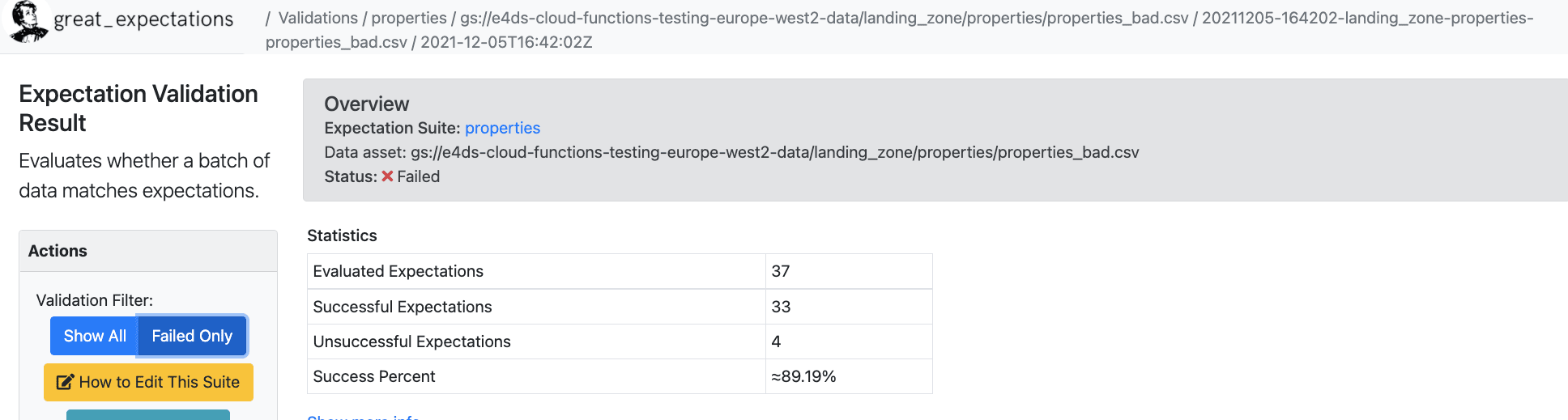 bad data ui summary