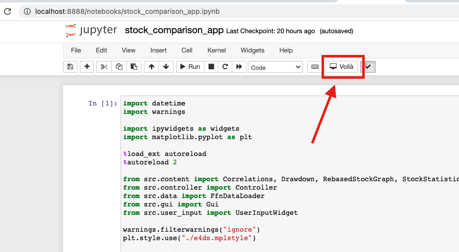 jupyter notebook voila button