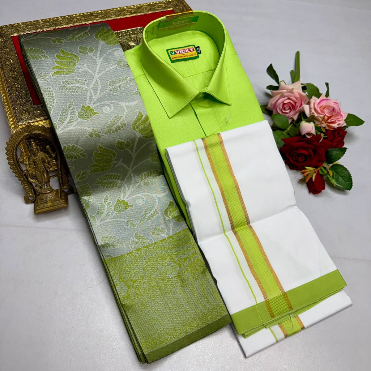 Kupera Silk Bridal Combo Set - Light Green - Image 1