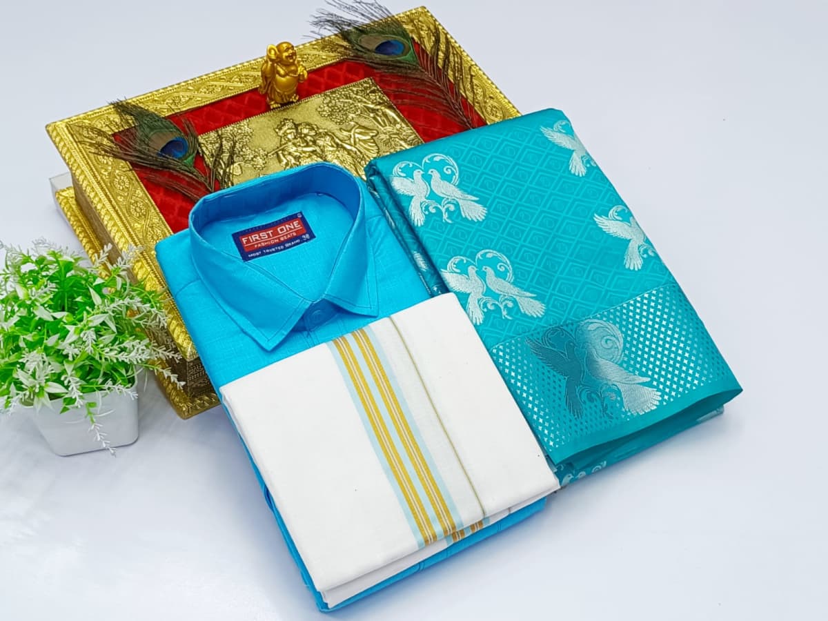 Ellampillai  SILK  SAREES & COTTON DOTIS, SHIRTS - Sky Blue - Image 1