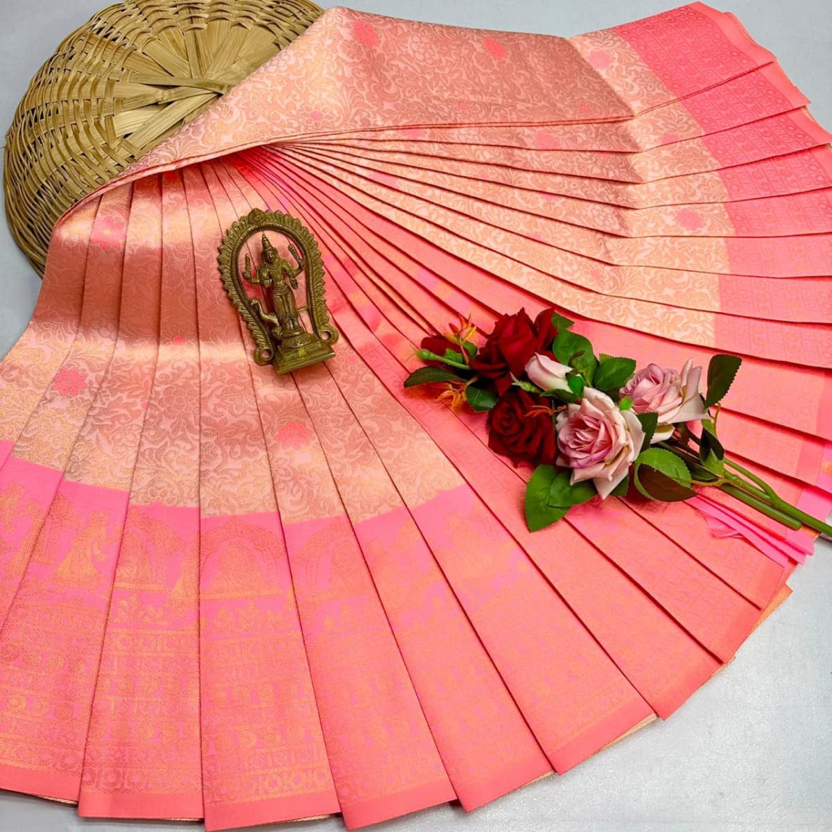 ELITE Korvai Bridal - Peach Pink - Image 1