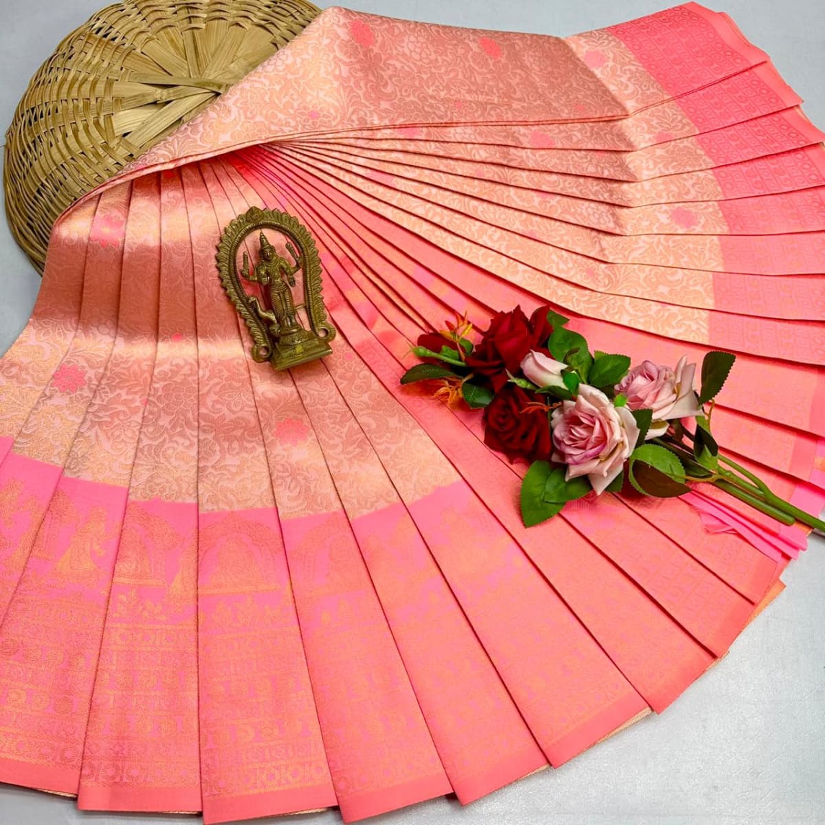 ELITE Korvai Bridal - Peach Pink - Image 1