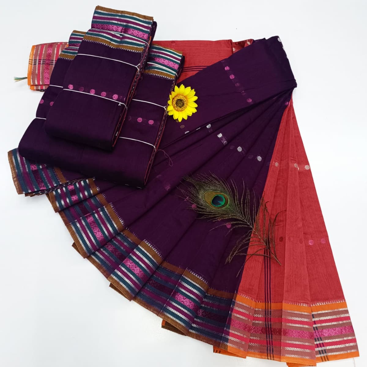 KORVAI BORDER SILK COTTON SAREES_Purple - Image 1