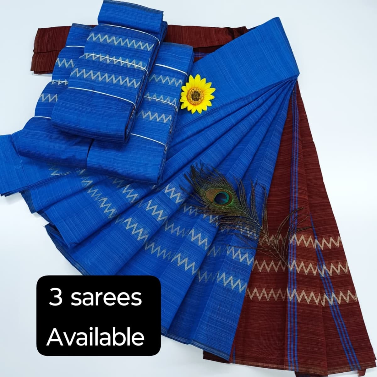 KORVAI BORDER SILK COTTON SAREES_Blue - Image 1