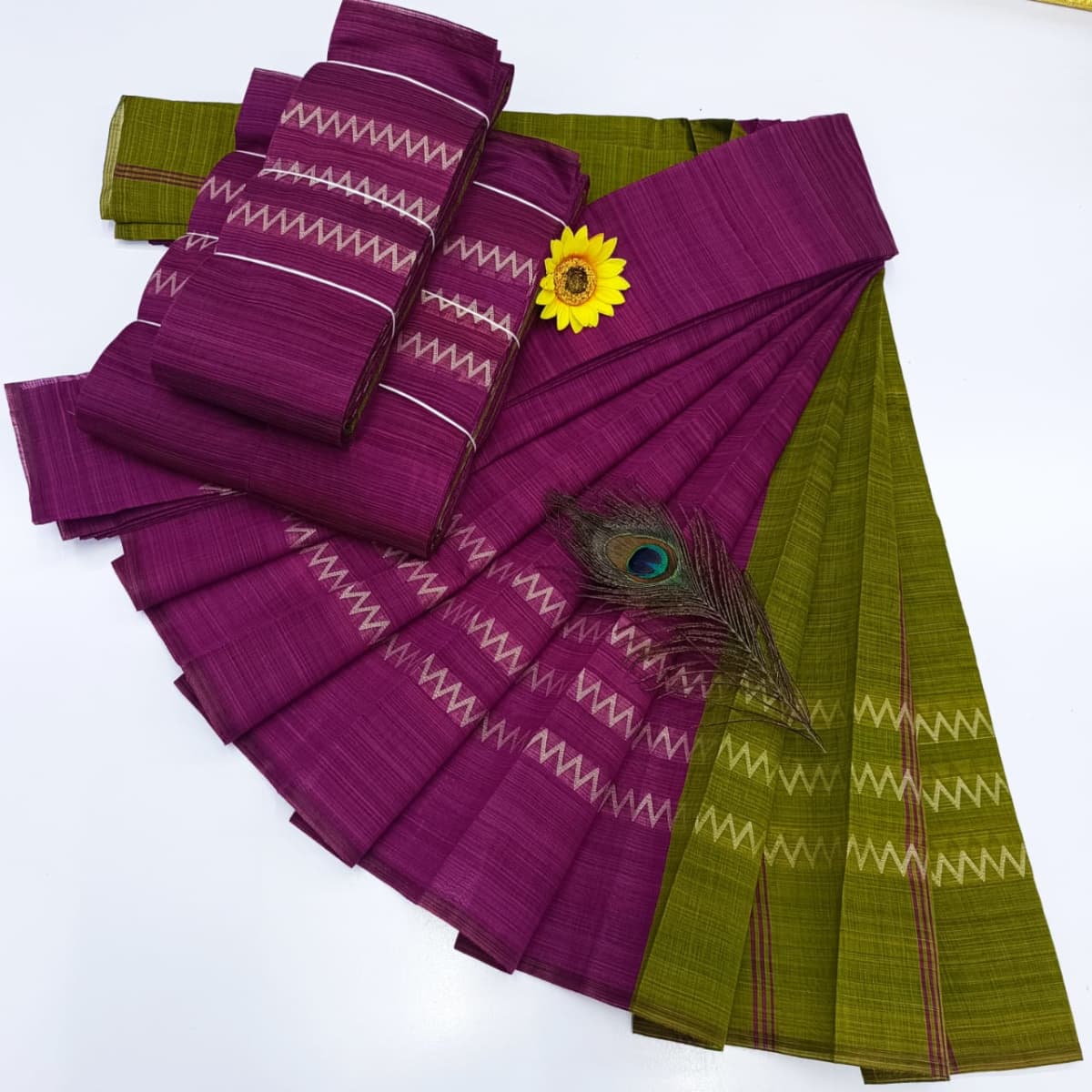 KORVAI BORDER SILK COTTON SAREES_Purple - Image 1