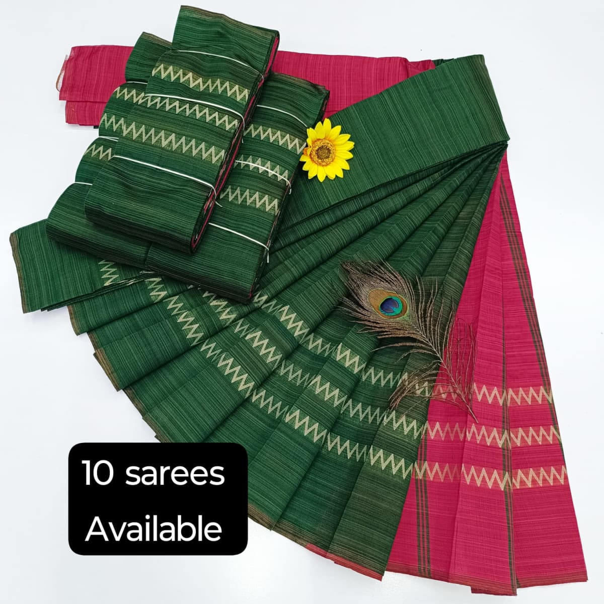 KORVAI BORDER SILK COTTON SAREES_Green - Image 1