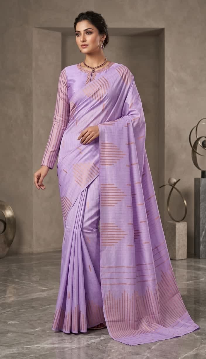 Arani Vairaoosi Soft Silk Saree - Lavender - Image 1