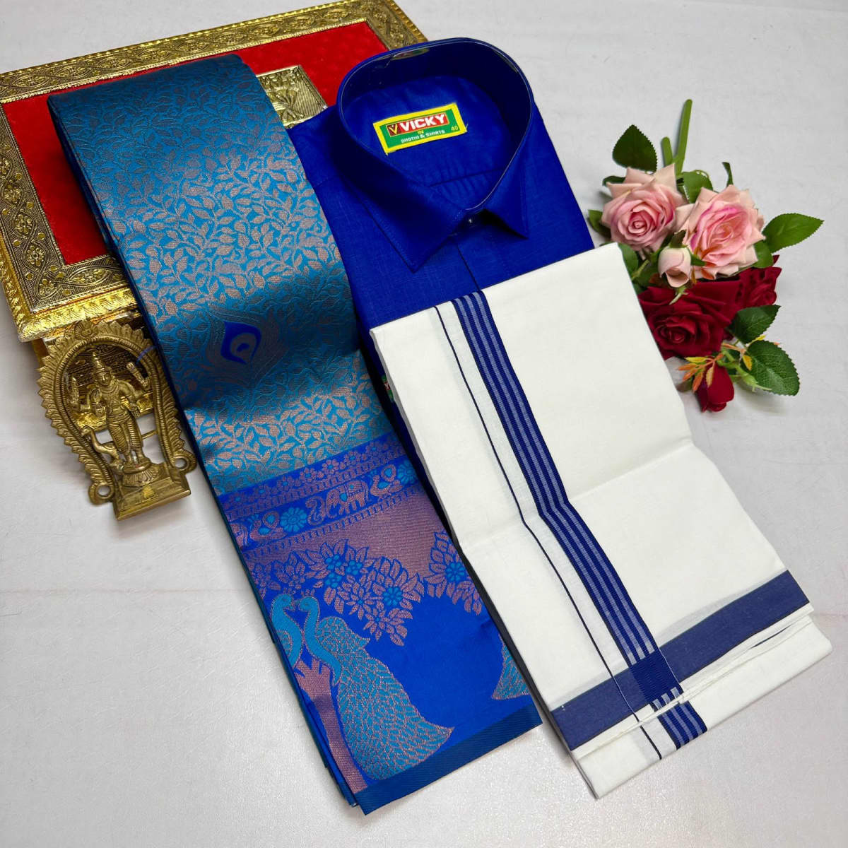 Kupera Silk Bridal Combo Set - Blue - Image 1