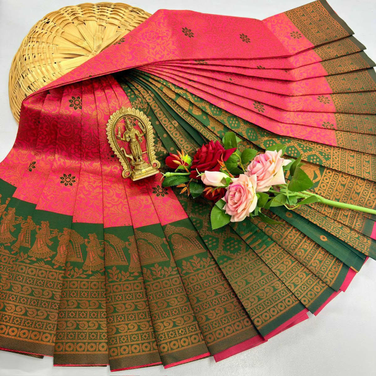 ELITE Korvai Bridal - Coral Olive - Image 1
