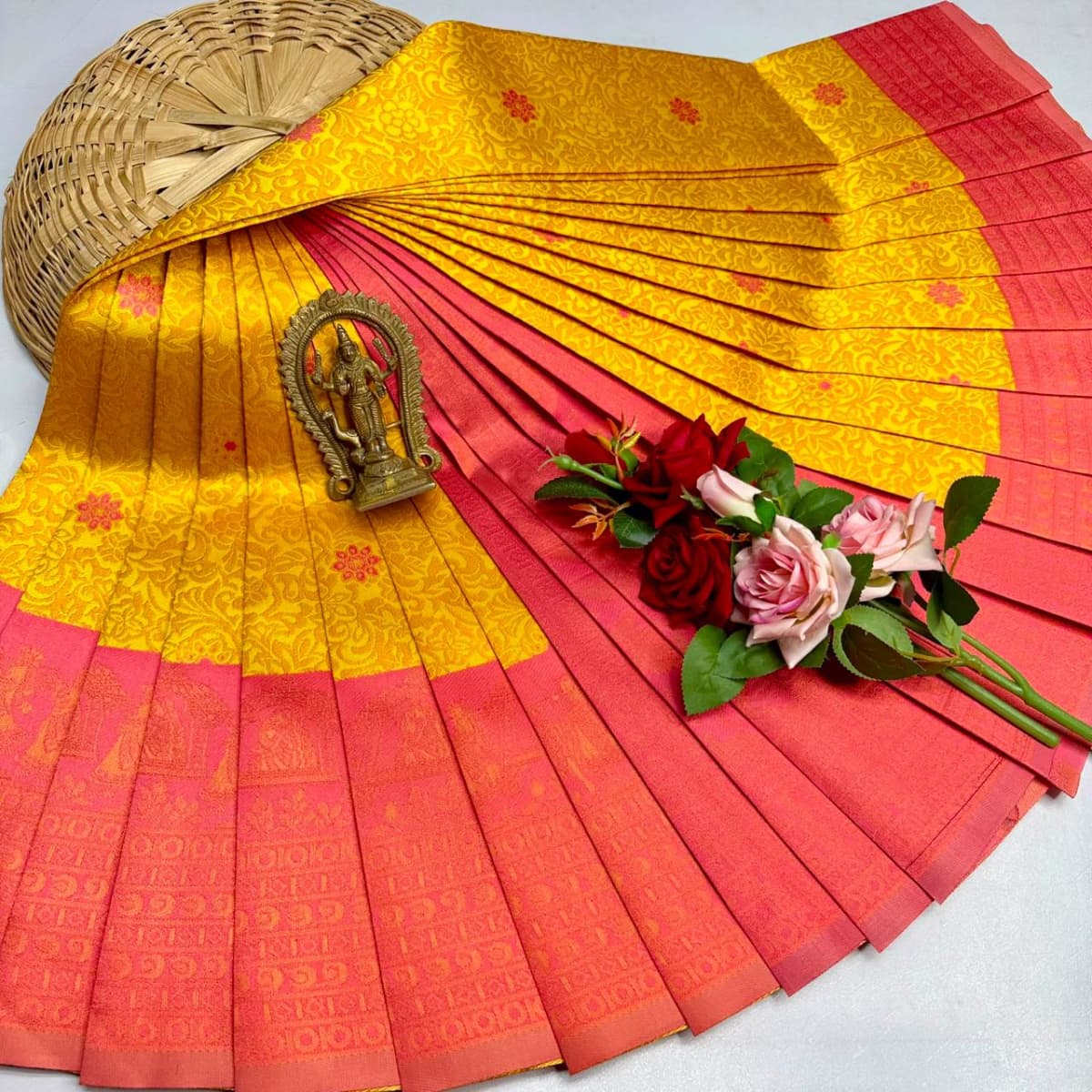ELITE Korvai Bridal - Yellow Coral - Image 1