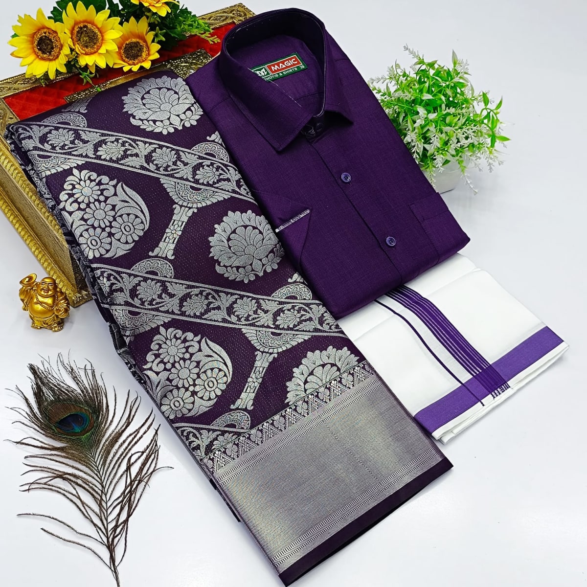 Ellampillai  SILK  SAREES& COTTON DOTIS, SHIRTS - Dark Purple - Image 1