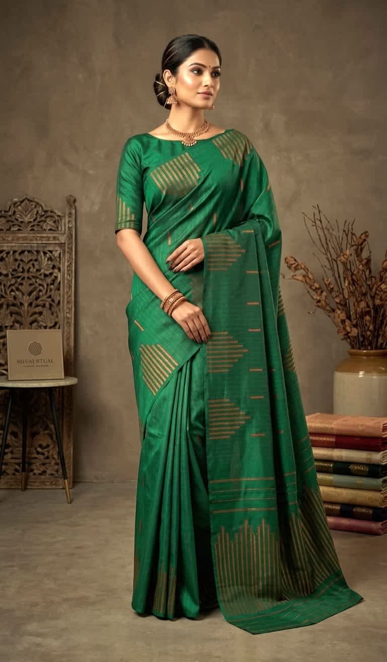 Arani Vairaoosi Soft Silk Saree - Green - Image 1