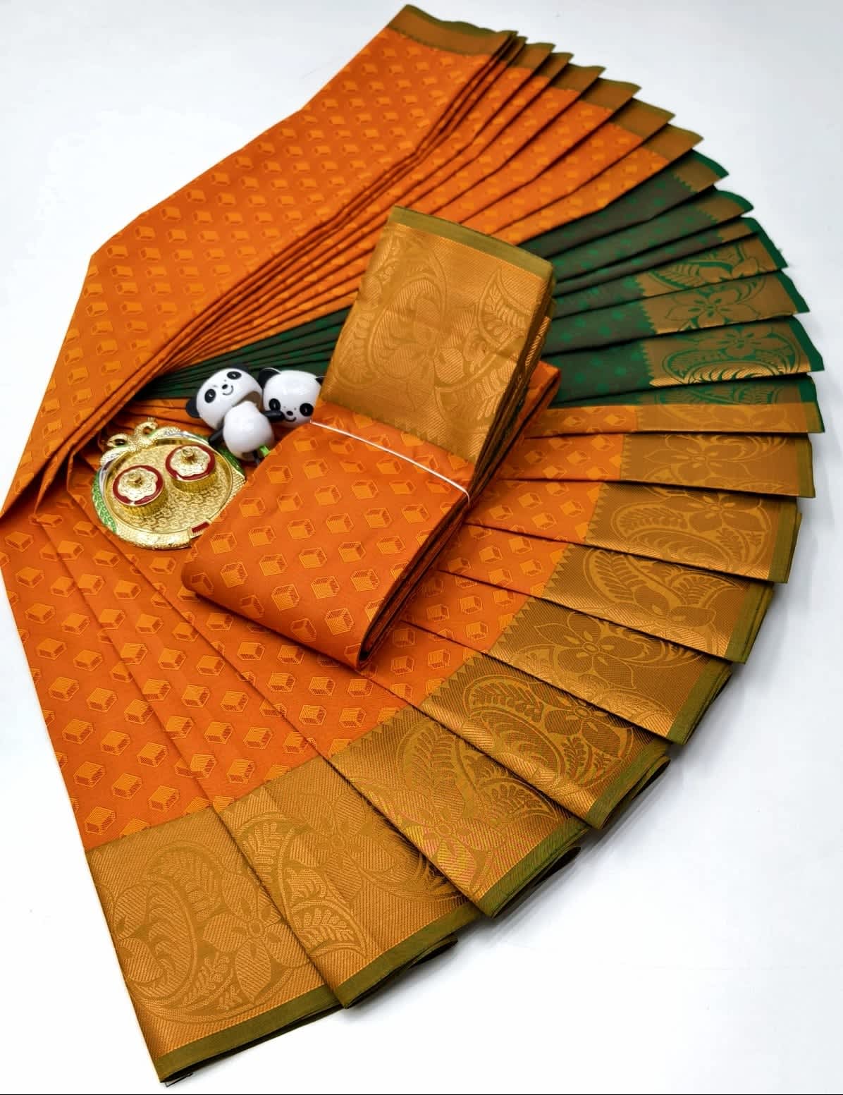 3D Embossed Art Silks Saree - Image 1