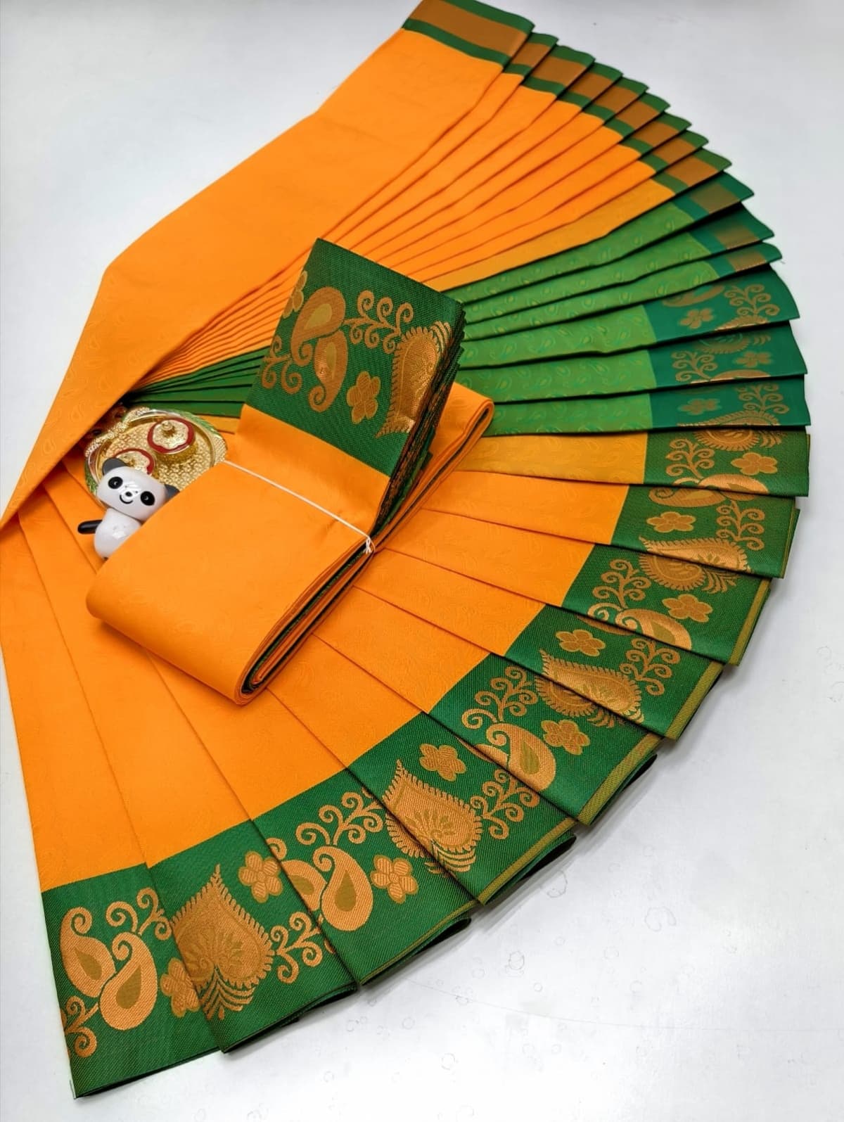3D Embossed Art Silks Saree - Image 1