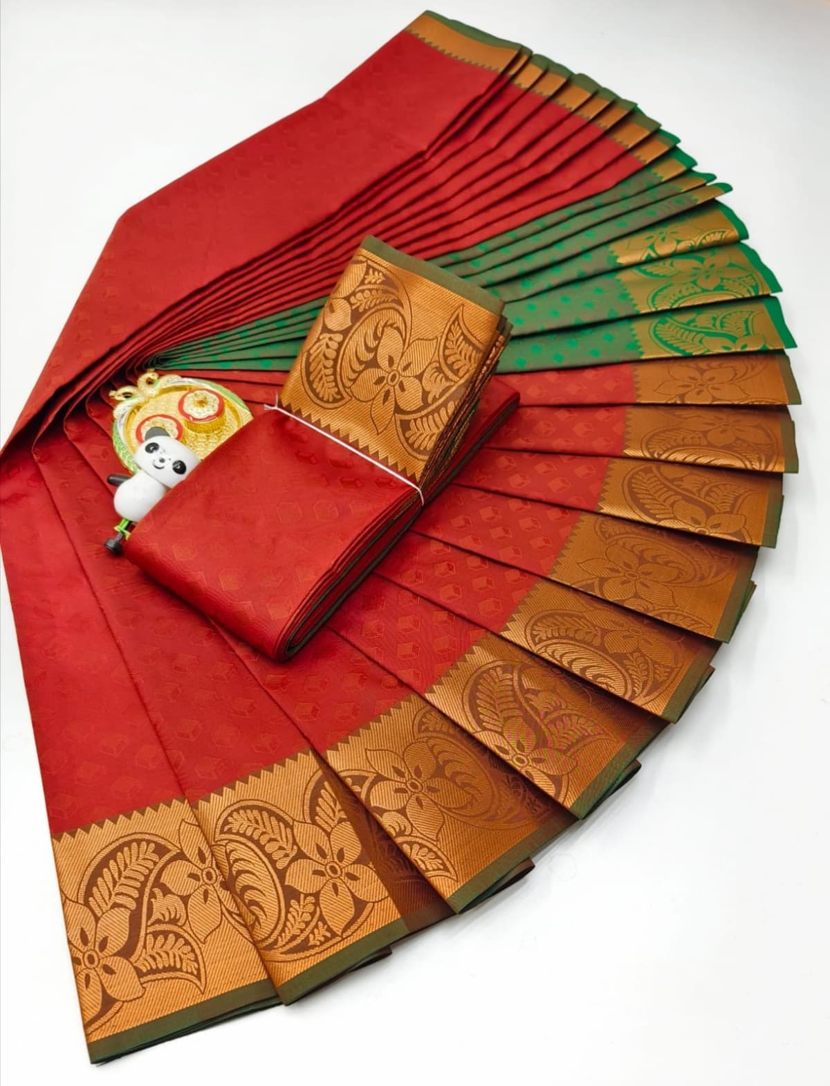 3D Embossed Art Silks Saree - Image 1