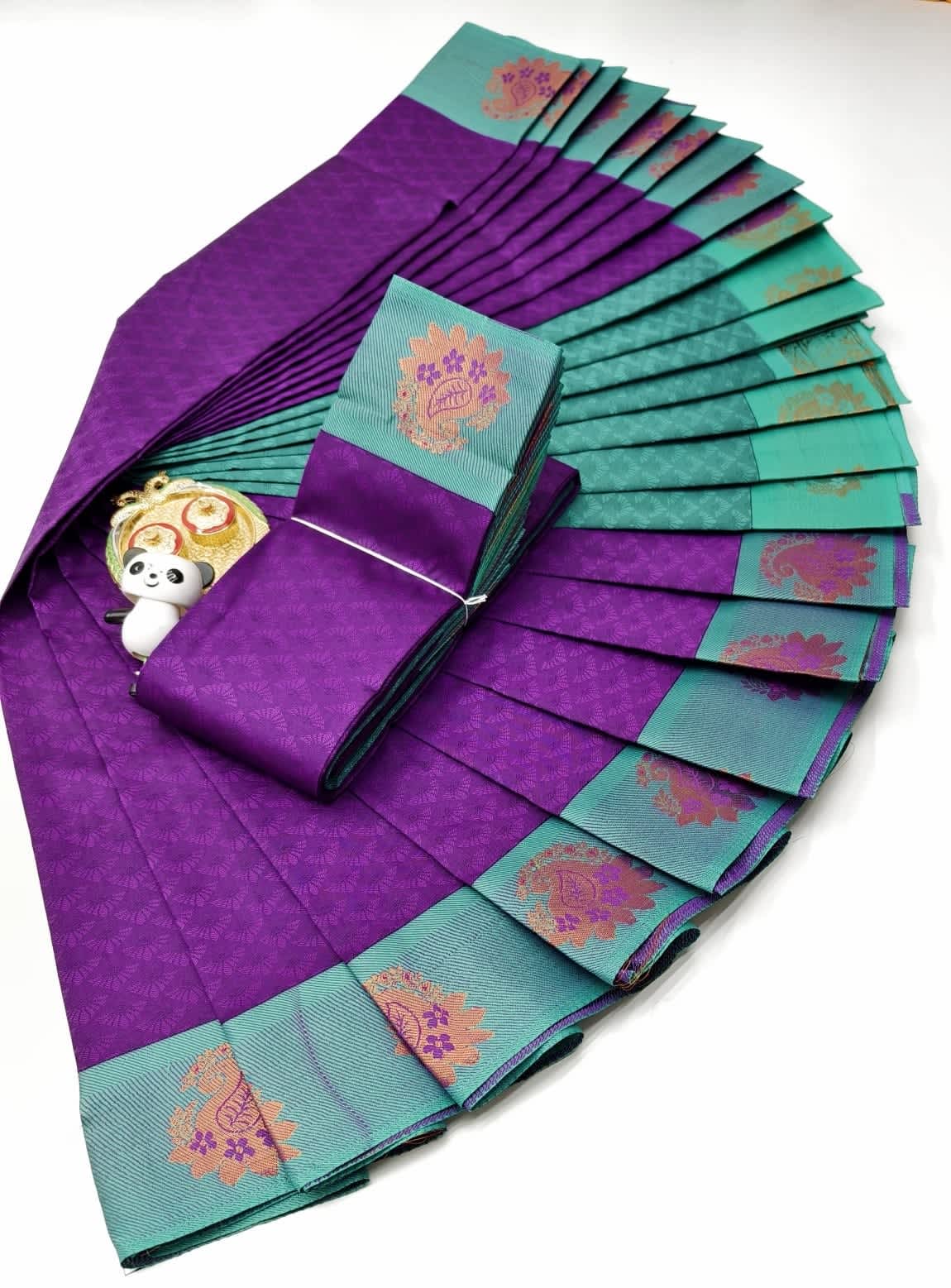 3D Embossed Art Silks Saree - Image 1