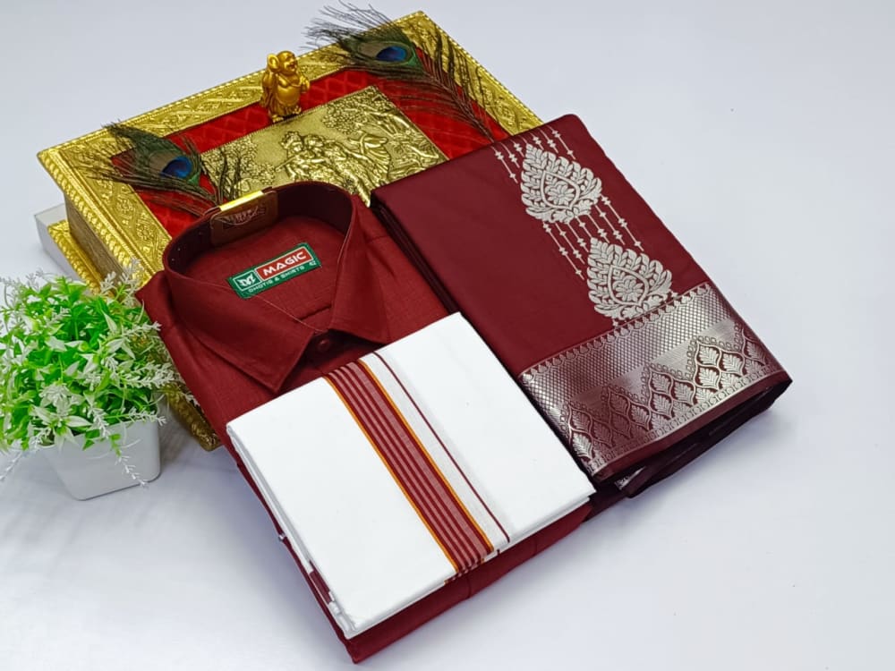 Ellampillai  SILK  SAREES & COTTON DOTIS, SHIRTS - Wine Maroon