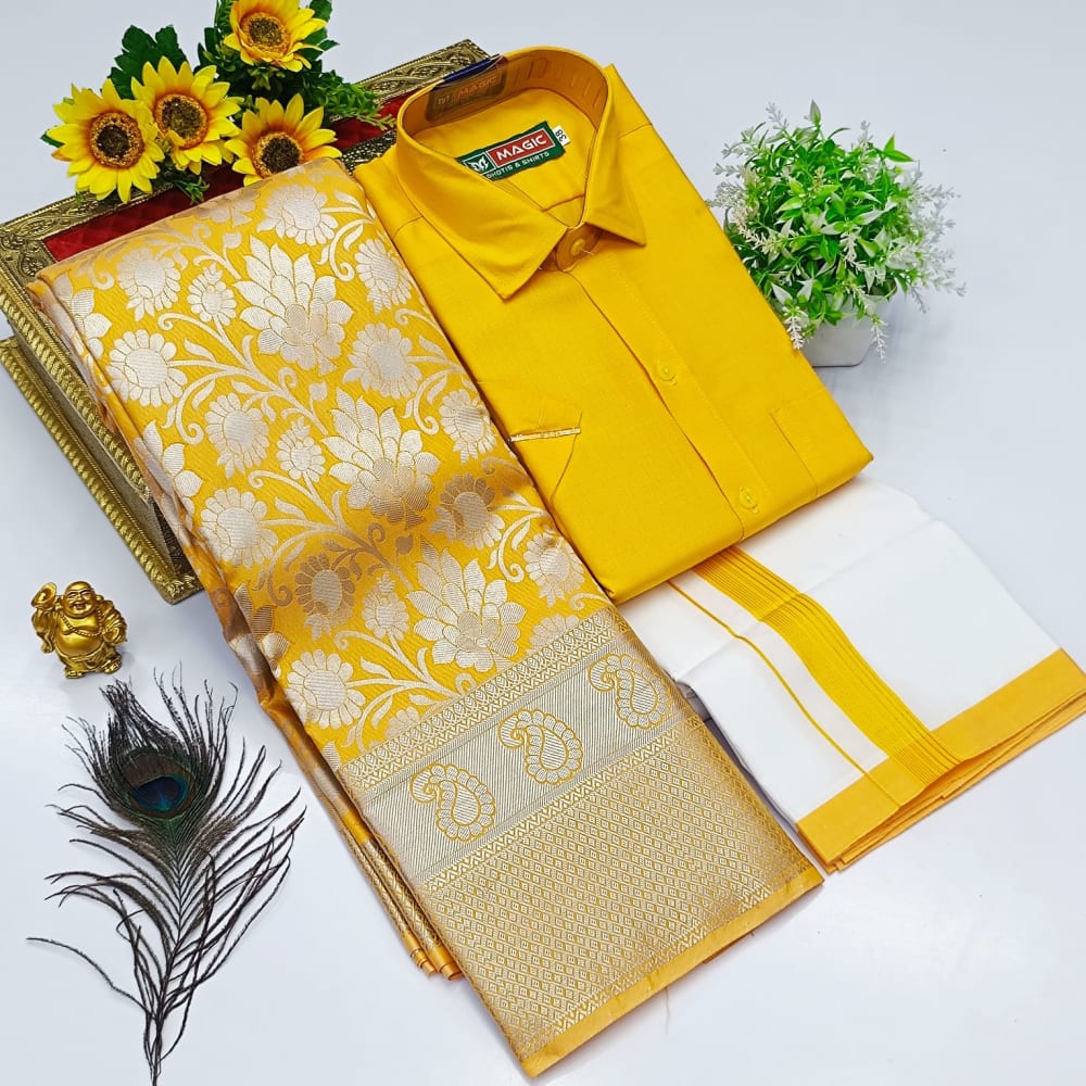 Ellampillai  SILK  SAREES& COTTON DOTIS, SHIRTS - Mustard Yellow