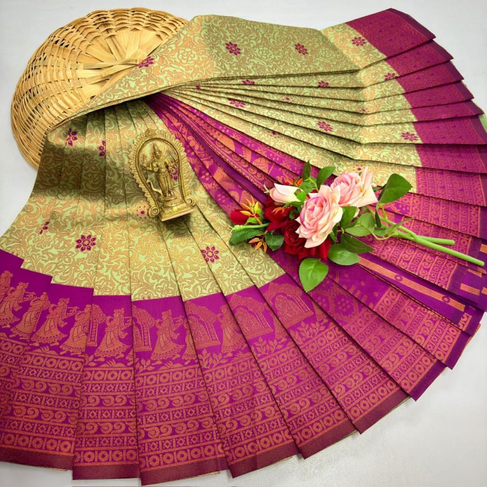 ELITE Korvai Bridal - Olive Magenta