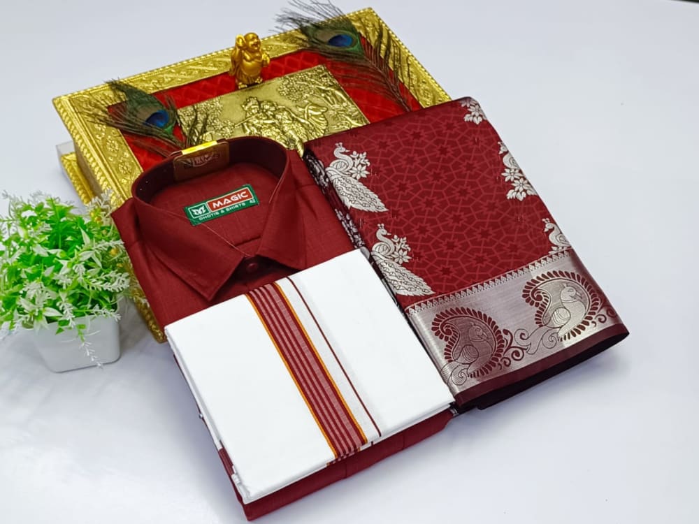 Ellampillai  SILK  SAREES & COTTON DOTIS, SHIRTS - Wine Maroon