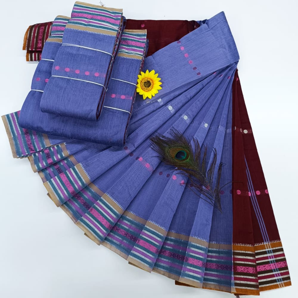 KORVAI BORDER SILK COTTON SAREES_Purple