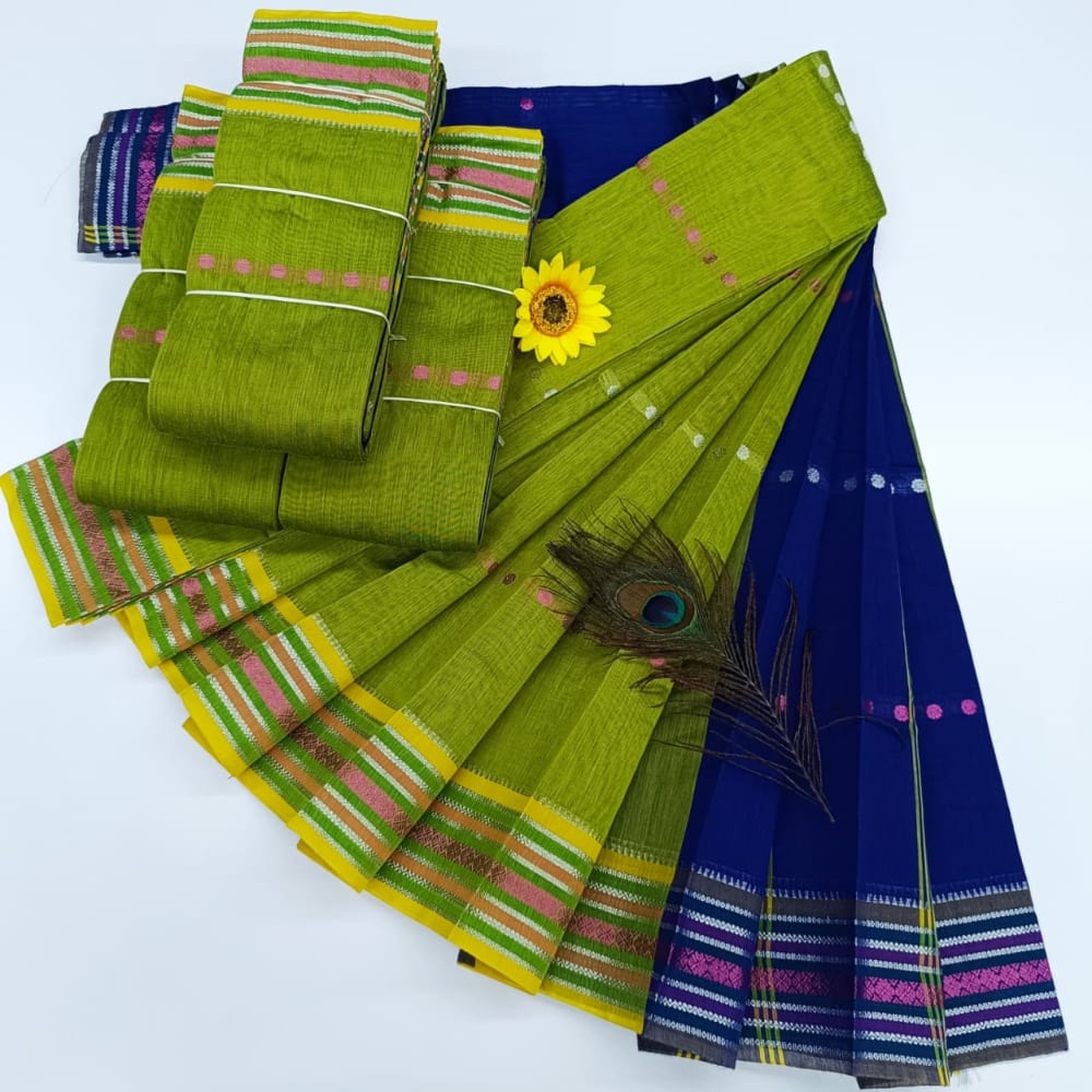 KORVAI BORDER SILK COTTON SAREES_Green