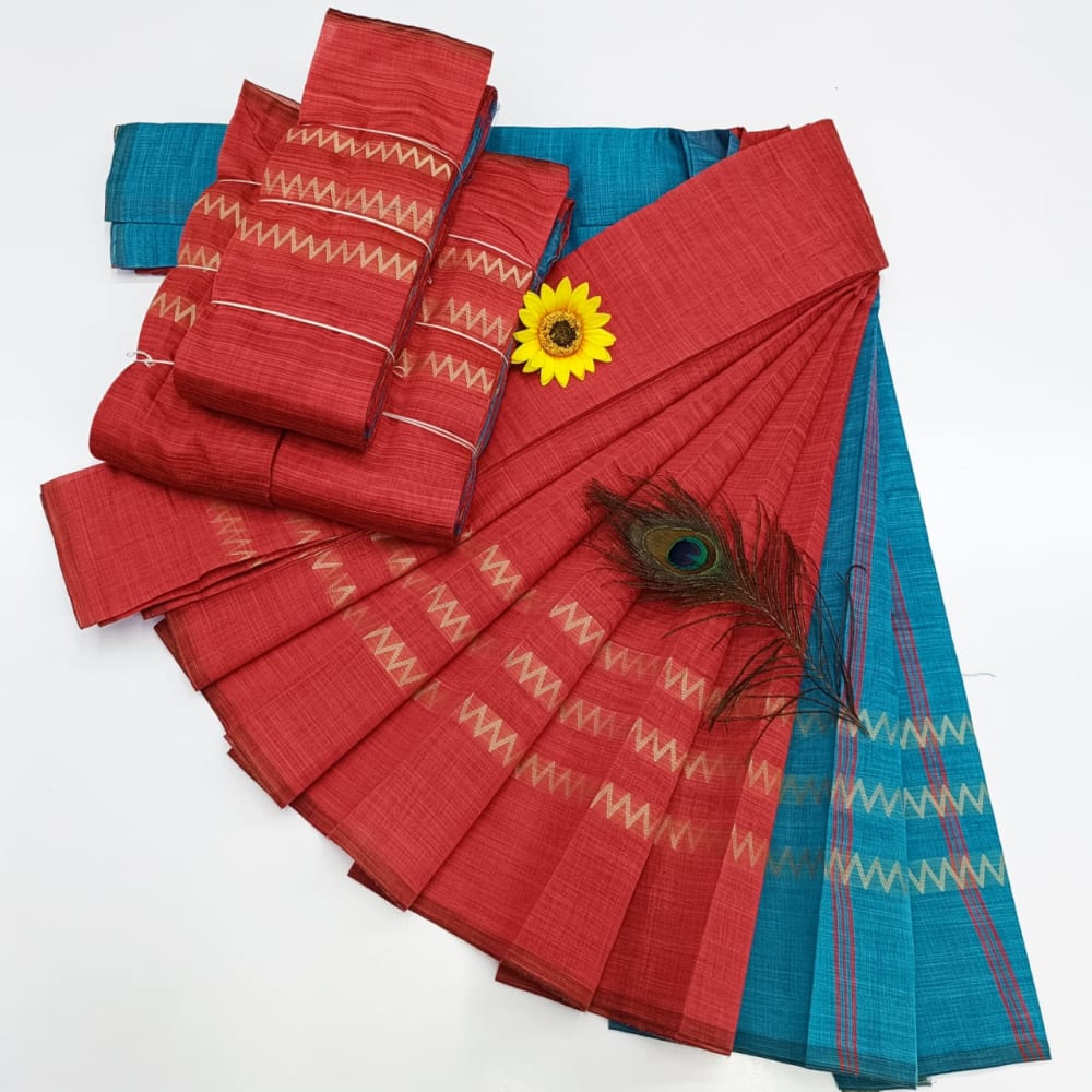 KORVAI BORDER SILK COTTON SAREES_Red