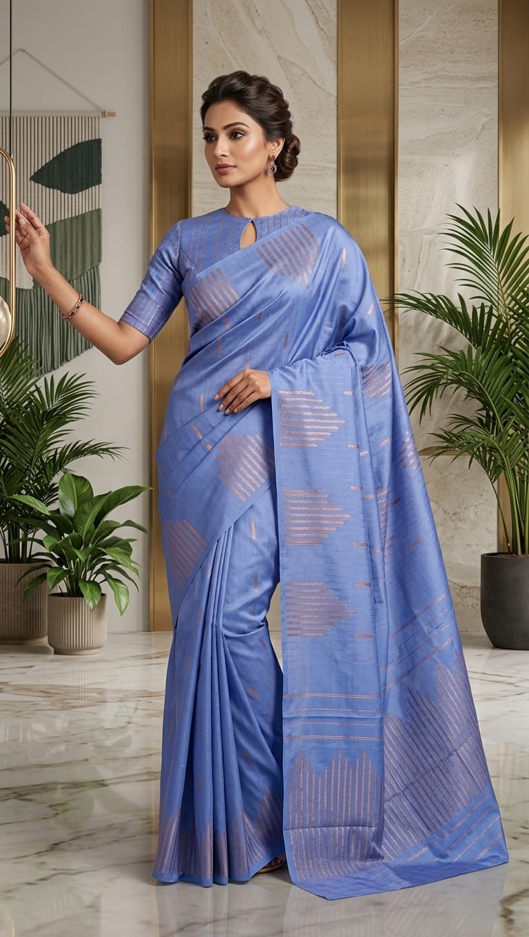 Arani Vairaoosi Soft Silk Saree - Light Blue