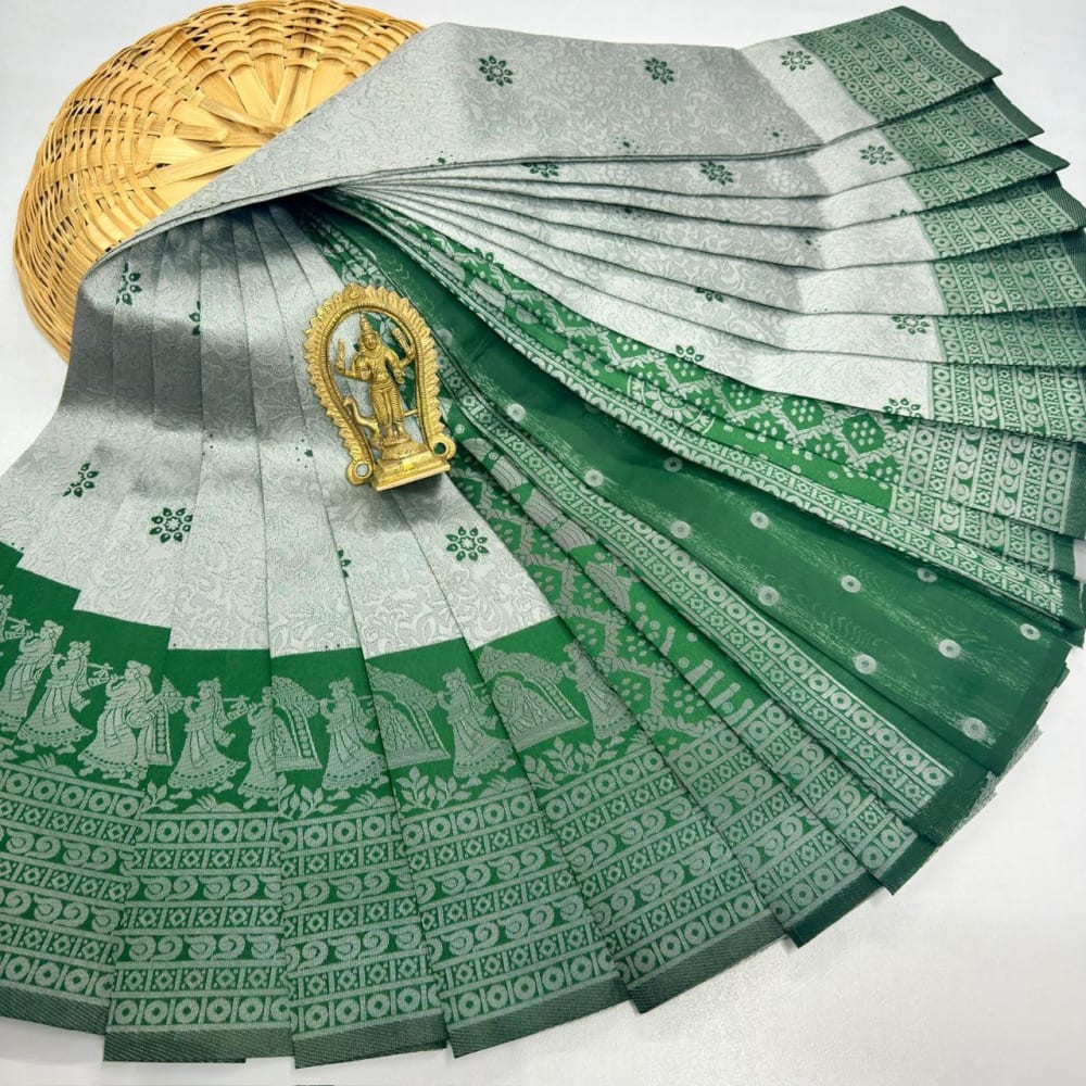 ELITE Korvai Bridal - Silver Green