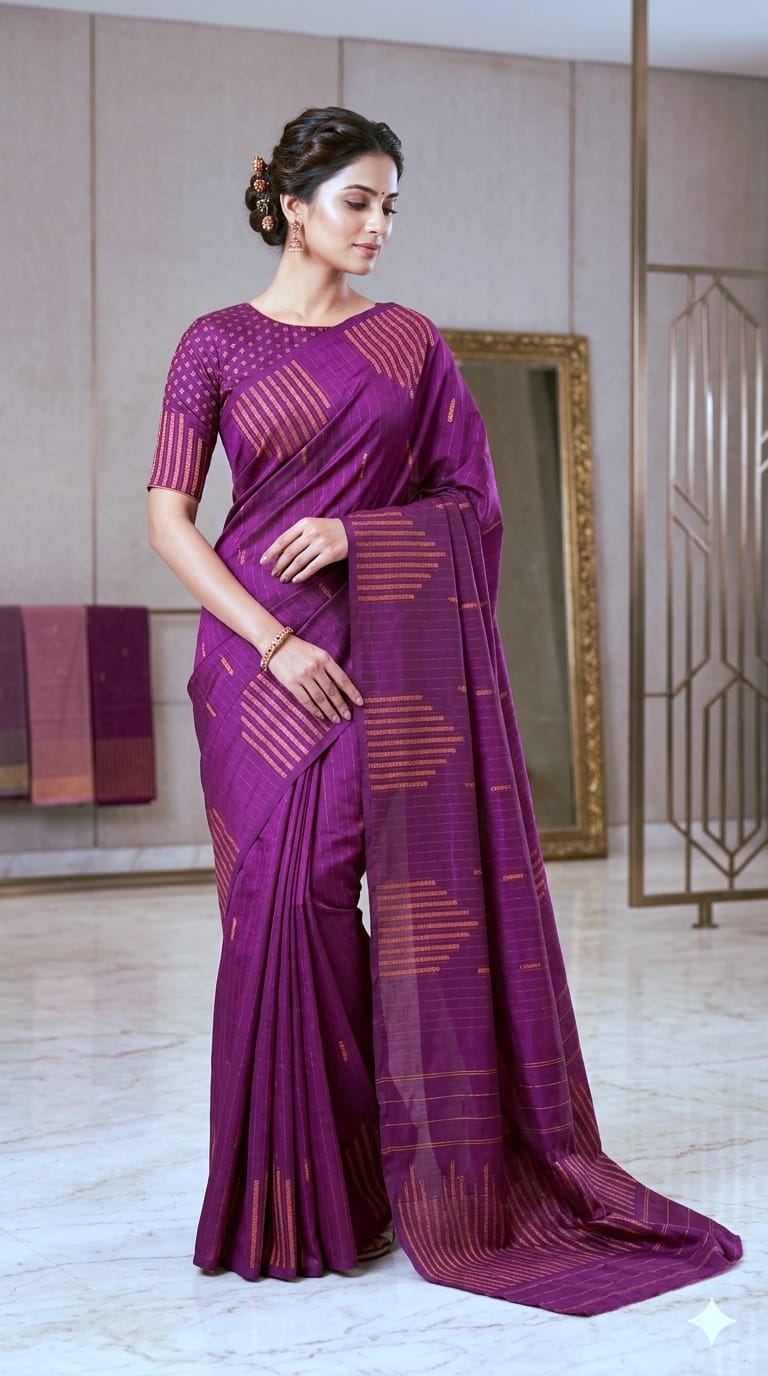 Arani Vairaoosi Soft Silk Saree - Purple