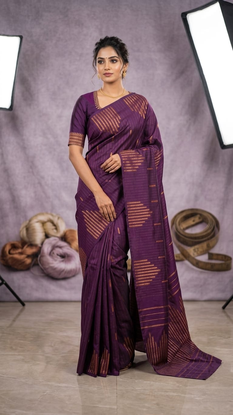 Arani Vairaoosi Soft Silk Saree - Purple