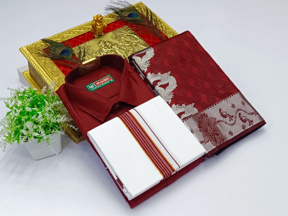 Ellampillai  SILK  SAREES & COTTON DOTIS, SHIRTS - Wine Maroon