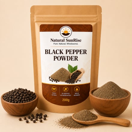 Black Pepper Powder - Pure Natural & Organic Spice Pack by Natural SunRise