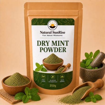 Natural SunRise Dry Mint Powder (Pudina Powder) - Pure Shade-Dried Mint Powder