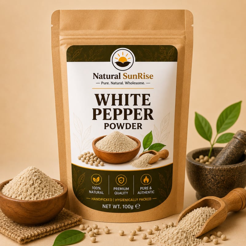 Natural SunRise White Pepper Powder (Safed Mirch) - Pure Fine Ground White Pepper